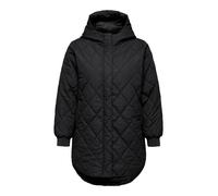 Steppmantel ONLY CARMAKOMA "CARJULIET QUILTD HOOD ZIP COAT OTW NOOS", Damen, Gr. S, schwarz, Steppware, Obermaterial: 100% Polyester, unifarben, knielang, Mäntel Steppmantel, Kunstfaser (66477122-S) s