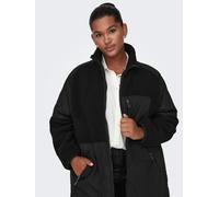 Steppmantel ONLY CARMAKOMA "CAROHIO QUILT MIX FLEECE JACKET CC OTW", Damen, Gr. L, schwarz, Web, Obermaterial: 100% Polyester, unifarben, Mäntel Steppmantel, im Materialmix (33136819-L) schwarz