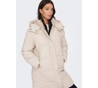 Steppmantel ONLY "ONLAGNES COATED PUFFER COAT OTW", Damen, Gr. M, pumice stone, Steppware, Obermaterial: 100% Polyester, unifarben, ca. Mitte Oberschenkel, Mäntel Steppmantel (68772645-M) pumice stone