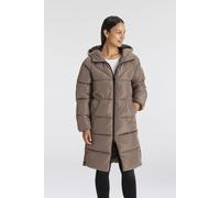 Steppmantel ONLY "ONLAMAND - Langer Puffercoat mit 2-Wege-Reißverschluss", Damen, Gr. S, braun (walnut), Web, Obermaterial: 100% Polyester, unifarben, lässig geschnitten lang, Mäntel Steppmantel, läss