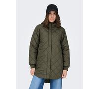 Steppmantel ONLY "ONLJULIET QUILTED HOOD ZIP COAT OTW NOOS", Damen, Gr. S, kalamata, Steppware, Obermaterial: 100% Polyester, unifarben, Po-bedeckend, Mäntel Steppmantel, Kunstfaser (41282305-S) kalam