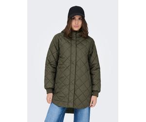Steppmantel ONLY "ONLJULIET QUILTED HOOD ZIP COAT OTW NOOS", Damen, Gr. XS, kalamata, Steppware, Obermaterial: 100% Polyester, unifarben, Po-bedeckend, Mäntel Steppmantel, Kunstfaser (41282305-XS) kal