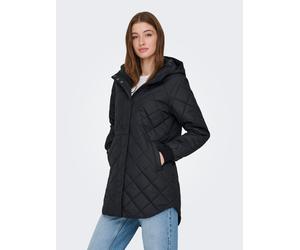 Steppmantel ONLY "ONLJULIET QUILTED HOOD ZIP COAT OTW NOOS", Damen, Gr. XS, schwarz, Steppware, Obermaterial: 100% Polyester, unifarben, Po-bedeckend, Mäntel Steppmantel, Kunstfaser (88840755-XS) schw