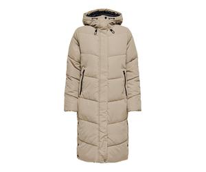 Steppmantel ONLY "ONLMEGAN LIFE LONG PUFFER COAT CS OTW", Damen, Gr. S, silber (silber mink), Steppware, Obermaterial: 100% Polyester, unifarben, lang, Mäntel Steppmantel, verdeckter Zipper, Reißversc