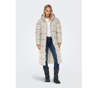 Steppmantel ONLY "ONLMONTANA LONG PUFFER JACKET NOOS OTW", Damen, Gr. S, silber lining, Steppware, Obermaterial: 100% Polyester, unifarben, regular fit ca. Mitte Wade, Mäntel Steppmantel (48073112-S)