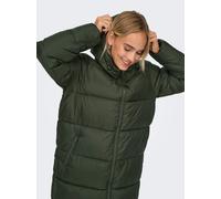Steppmantel ONLY "ONLMONTANA LONG PUFFER JACKET NOOS OTW", Damen, Gr. XS, grün (forest night), Steppware, Obermaterial: 100% Polyester, leicht glänzend, unifarben, regular fit ca. Mitte Wade, Mäntel S