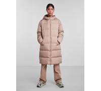 Steppmantel PIECES "PCBEE NEW LONG PUFFER JACKET NOOS BC", Damen, Gr. M, silber (silber mink), Steppware, Obermaterial: 100% Polyester, unifarben, regular fit knielang, hoch geschlossener Ausschnitt,