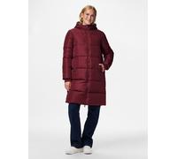 Steppmantel PIECES "PCBEE NEW LONG PUFFER JACKET NOOS BC", Damen, Gr. XS, tawny port, Steppware, Obermaterial: 100% Polyester, unifarben, regular fit knielang, hoch geschlossener Ausschnitt, Rippbündc