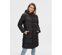 Steppmantel PIECES "PCBEE NEW LONG PUFFER JACKET NOOS BC", Damen, Gr. XXL, schwarz, Steppware, Obermaterial: 100% Polyester, unifarben, regular fit knielang, hoch geschlossener Ausschnitt, Rippbündche