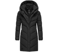 Ragwear Damen Wintermantel Warmer Steppmantel lang wasserdicht mit Kapuze Natalka Black22 Gr. S