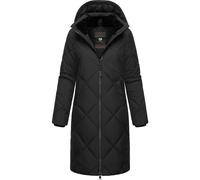 Ragwear Damen Wintermantel Warmer wasserdichter Steppmantel lang mit Abnehmbarer Kapuze Rebela YOUMODO Black Gr. XL