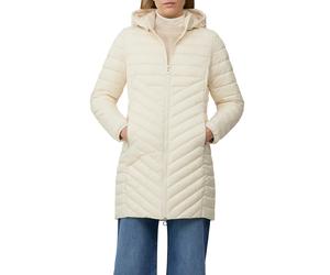 Steppmantel S.OLIVER, Damen, Gr. 40, ecru, Web, Obermaterial: 100% Polyester, unifarben, schmal ca. Mitte Oberschenkel, elastischer Bund, Mäntel Steppmantel, im Slim Fit, abnehmbare Kapuze (10737214-4