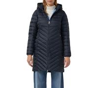 Steppmantel S.OLIVER, Damen, Gr. 42, blau (navy), Web, Obermaterial: 100% Polyester, unifarben, schmal ca. Mitte Oberschenkel, elastischer Bund, Mäntel Steppmantel, im Slim Fit, abnehmbare Kapuze (765