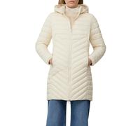 Steppmantel S.OLIVER, Damen, Gr. 44, beige (ecru), Web, Obermaterial: 100% Polyester, unifarben, schmal ca. Mitte Oberschenkel, elastischer Bund, Mäntel Steppmantel, im Slim Fit, abnehmbare Kapuze (10