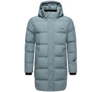 STONE HARBOUR Herren lange Steppjacke warmer Wintermantel mit wasserdichtem Verschluss, Ärmeltasche und abnehmbarer Kapuze Thadeek XX Stormy Blue Gr. L