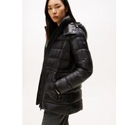 Steppmantel TOMMY HILFIGER "GLOSS HW DOWN WAIST REG COAT", Damen, Gr. S (36), schwarz, Steppware, Obermaterial: 100% Nylon, unifarben, hüftbedeckend, Mäntel Steppmantel, in leicht glänzender Optik (92