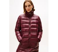 Steppmantel TOMMY HILFIGER "GLOSS HW DOWN WAIST REG MAXI", Damen, Gr. XS (34), rot (deep burgundy), Steppware, Obermaterial: 100% Nylon, unifarben, kniebedeckend, Mäntel Steppmantel, in leicht glänzen