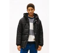 Steppmantel TOMMY JEANS "FABRIC MIXED PARKA", Herren, Gr. L, schwarz, Web, Obermaterial: 100% Polyester, regular fit normal, Rundhals, eingesetzt elastischer Bund, Mäntel Steppmantel, Regular fit mit