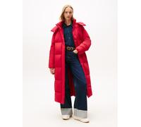 Steppmantel TOMMY JEANS "TJW ALASKA GRID DWN MXI COAT EXT", Damen, Gr. S (36), rot (ruby rhubarb), Web, Obermaterial: 100% Polyester, unifarben, regular fit, Mäntel Steppmantel (93264634-S) ruby rhuba