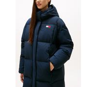 Steppmantel TOMMY JEANS "TJW ALASKA GRID DWN MXI COAT EXT", Damen, Gr. XXXL(46), blau (schwarz night navy), Web, Obermaterial: 100% Polyester, unifarben, regular fit, Mäntel Steppmantel (84302112-XXXL