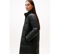Steppmantel TOMMY JEANS "TJW MAXI PCKBL HOOD ESS PUFFER", Damen, Gr. M (38), schwarz, Web, Obermaterial: 100% Nylon, unifarben, lang, elastischer Bund, Mäntel (34978628-M) schwarz