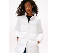 Steppmantel TOMMY JEANS "TJW MAXI PCKBL HOOD ESS PUFFER", Damen, Gr. S (36), beige (ecru), Web, Obermaterial: 100% Nylon, unifarben, lang, elastischer Bund, Mäntel Steppmantel (90060268-S) ecru