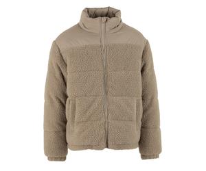 Steppmantel URBAN CLASSICS "Urban Classics Teddy Puffer Jacket", Herren, Gr. 5XL, schwarztaupe, 100% Polyester, Mäntel Steppmantel (12920151-5XL) schwarztaupe