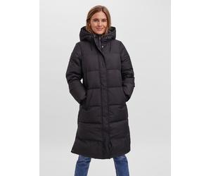 Steppmantel VERO MODA "VMERICAHOLLY LONG DOWN JACKET", Damen, Gr. M, schwarz, Web, Obermaterial: 100% Polyester. Wattierung: 50% Daunen, 50% Federn, unifarben, knieumspielend, Rippbündchen, Mäntel Ste
