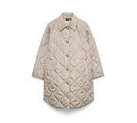 Steppmantel VERO MODA "VMMILLIE COAT NOOS", Damen, Gr. S, oatmeal, Web, Obermaterial: 100% Polyester, unifarben, comfort fit knielang, Rundhals, Mäntel Steppmantel, mit Knopfleiste (30449609-S) oatmea