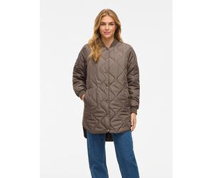 Steppmantel VILA "VITATE L/S QUILT JACKET - NOOS", Damen, Gr. 34, braun (falcon), Steppware, Obermaterial: 100% Polyester, unifarben, regular fit Po-bedeckend, Rippbündchen, Mäntel Steppmantel, Kunstf