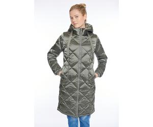 Steppmantel ZABAIONE "Jacket Ci44ara", Damen, Gr. S, grün (frosty khaki), Web, Obermaterial: 100% Polyamid, unifarben, kniebedeckend, Rippbündchen, Mäntel Steppmantel, mit schönem Schimmer (13921433-S