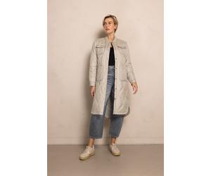 Steppmantel ZHRILL "ZHTARA", Damen, Gr. M, beige, Web, Obermaterial: 100% Polyester, unifarben, gerade knielang, Rundhals, 1-Knopf-Manschette, Mäntel Steppmantel, mit leichter Steppung und Knopfleiste