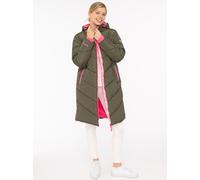 Steppmantel ZWILLINGSHERZ "Happy Vibes", Damen, Gr. L, grün (khaki), Canvas, Obermaterial: 100% Polyester, kontrastfarbene Details, unifarben, weit knielang, ohne Ausschnitt, angesetztes Bündchen kont