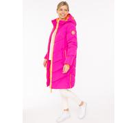 Steppmantel ZWILLINGSHERZ "Happy Vibes", Damen, Gr. XXL, pink (magenta), Canvas, Obermaterial: 100% Polyester, kontrastfarbene Details, unifarben, weit knielang, ohne Ausschnitt, angesetztes Bündchen