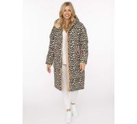 Steppmantel ZWILLINGSHERZ "„Leo AOP“", Damen, Gr. XXL, bunt (beige), Obermaterial: 100% Polyester, Mäntel Steppmantel, Kapuze, farblich abgesetzte Details,Leomuster, Reisverschluss, Taschen (75225310-