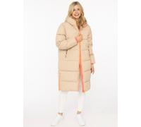 Steppmantel ZWILLINGSHERZ "„Leo Kapuze“", Damen, Gr. S, beige, Obermaterial: 100% Polyester, Mäntel Steppmantel, Kapuze mit Leofutter, Reißverschluss, Taschen, elastische Bündchen (72849428-S) beige