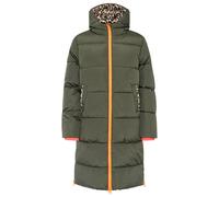 Steppmantel ZWILLINGSHERZ "„Leo Kapuze“", Damen, Gr. XL, grün (khaki), Obermaterial: 100% Polyester, Mäntel Steppmantel, Kapuze mit Leofutter, Reißverschluss, Taschen, elastische Bündchen (84152751-XL