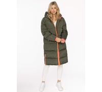 Steppmantel ZWILLINGSHERZ "„Leo Kapuze“", Damen, Gr. XXL, grün (khaki), Obermaterial: 100% Polyester, Mäntel Steppmantel, Kapuze mit Leofutter, Reißverschluss, Taschen, elastische Bündchen (84152751-X