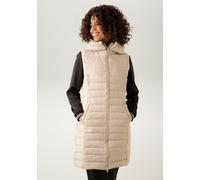 Steppweste ANISTON CASUAL, Damen, Gr. 46, beige (hellbeige), Steppware, Obermaterial: 100% Polyester. Futter: 100% Polyester. Wattierung: 100% Polyester, unifarben, figurbetont ca. Mitte Oberschenkel,
