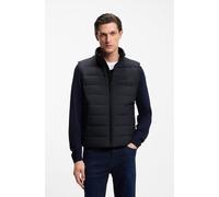 Steppweste BOSS "Cenito Premium Menswear", Herren, Gr. 56, dunkelblau 404, Web, Obermaterial: 100% Polyester, unifarben, regular fit normal, hoch geschlossener Ausschnitt, Westen Steppweste, für die Ü