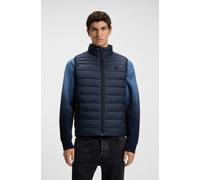 Steppweste BOSS ORANGE "Odeno", Herren, Gr. 54, blau (dunkelblau404), Web, Obermaterial: 100% Polyamid, unifarben, slim fit kurz, hoch geschlossener Ausschnitt, Westen Steppweste, Stehkragen, slim fit