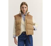 Steppweste BUGATTI "Regular Fit", Damen, Gr. 36, beige (70, cognac), 100% Polyester, unifarben, regular fit, ohne Ausschnitt, Westen Steppweste, Regular Fit Materialmix Stehkragen (63031552-36) 70, co