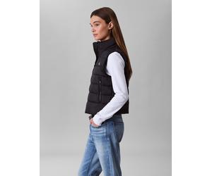 Steppweste CALVIN KLEIN JEANS, Damen, Gr. XXL (46), schwarz, Web, Obermaterial: 100% Polyamid, unifarben, taillenlang, hoch geschlossener Ausschnitt, Westen Steppweste, Stehkragen, kurze Form, leicht