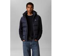 Steppweste CALVIN KLEIN JEANS "NYLON ZIP OFF HOOD", Herren, Gr. M, blau (schwarz sapphire), Web, Obermaterial: 100% Polypropylen, unifarben, regular fit normal, hoch geschlossener Ausschnitt, Westen S