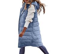 Steppweste Damen Daunenweste Weste Warmer Daunenmantel Hooded Leichte Gesteppte Weste Jacke Lange Dicker Lose Slim Zip Gilet Für Damen Mädchen Winter Outdoor Klettern Reisen