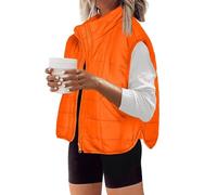 Steppweste Damen Kurz Reissverschluss Daunenweste Elegant Steppweste Damen Leicht Mit Taschen Damen Weste Mit Stehkragen Puffer Weste Jacke Winter Warm Daunenmantel Frauen Ärmellos Westen
