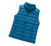 Steppweste Damen Leicht Daunenweste Kurz Gilet Ärmellose Puffer Weste Westen Frauen Aermellose Wattierte Gesteppte Weste Stepp Jacke Ärmellos Leichte Daunen Steppweste Damen Herbst Warme Winter Blau L