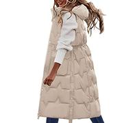 Steppweste Damen Mit Kapuze Longweste Frauen Zipper Weste Gesteppte Winterweste Ärmellose Jacke Lange Outdoor Weste Baumwolle Pufferweste Warm Winter Westen Casual Übergangsweste Mit Taschen