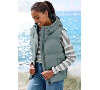 Steppweste ELBSAND, Damen, Gr. L/40, grau (graugrün), Obermaterial: 100% Polyester. Futter: 100% Polyester. Füllung: 100% Polyester, casual, Westen, mit großem Logoprint auf dem Rücken, Topseller (962