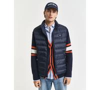 Steppweste GANT "LIGHT DOWN VEST", Herren, Gr. S, blau (evening blau), Web, Obermaterial: 100% Polyester. Futter: 100% Polyester, regular fit hüftlang, Westen Steppweste, Stehkragen, leicht, 2-Wege Re